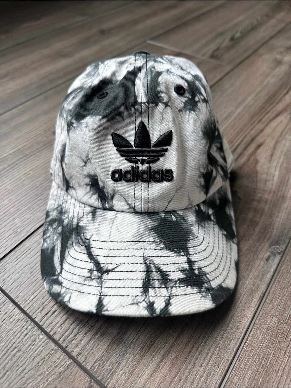 Adidas Originals Relaxed Tie Dye Strapback Hat Black White Trefoil Adjustable